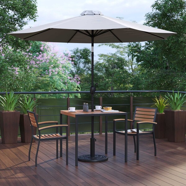 Flash Furniture Patio Set-35" Table-2 Chairs-Gray Umbrella-Base XU-DG-810060062-UB19BGY-GG - main